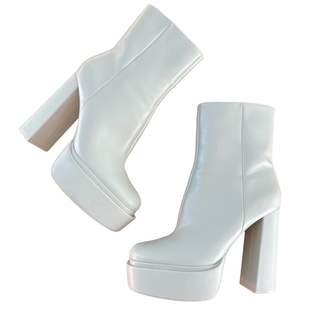 Zara platform ankle boot - white